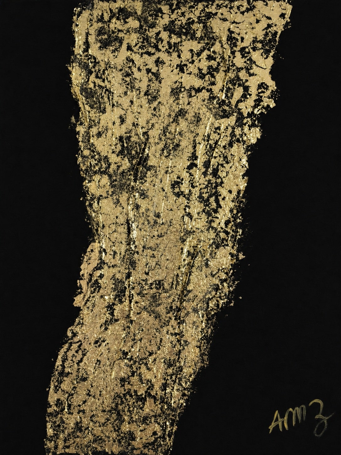 Vestige:tableau contemporain noir et or en relief